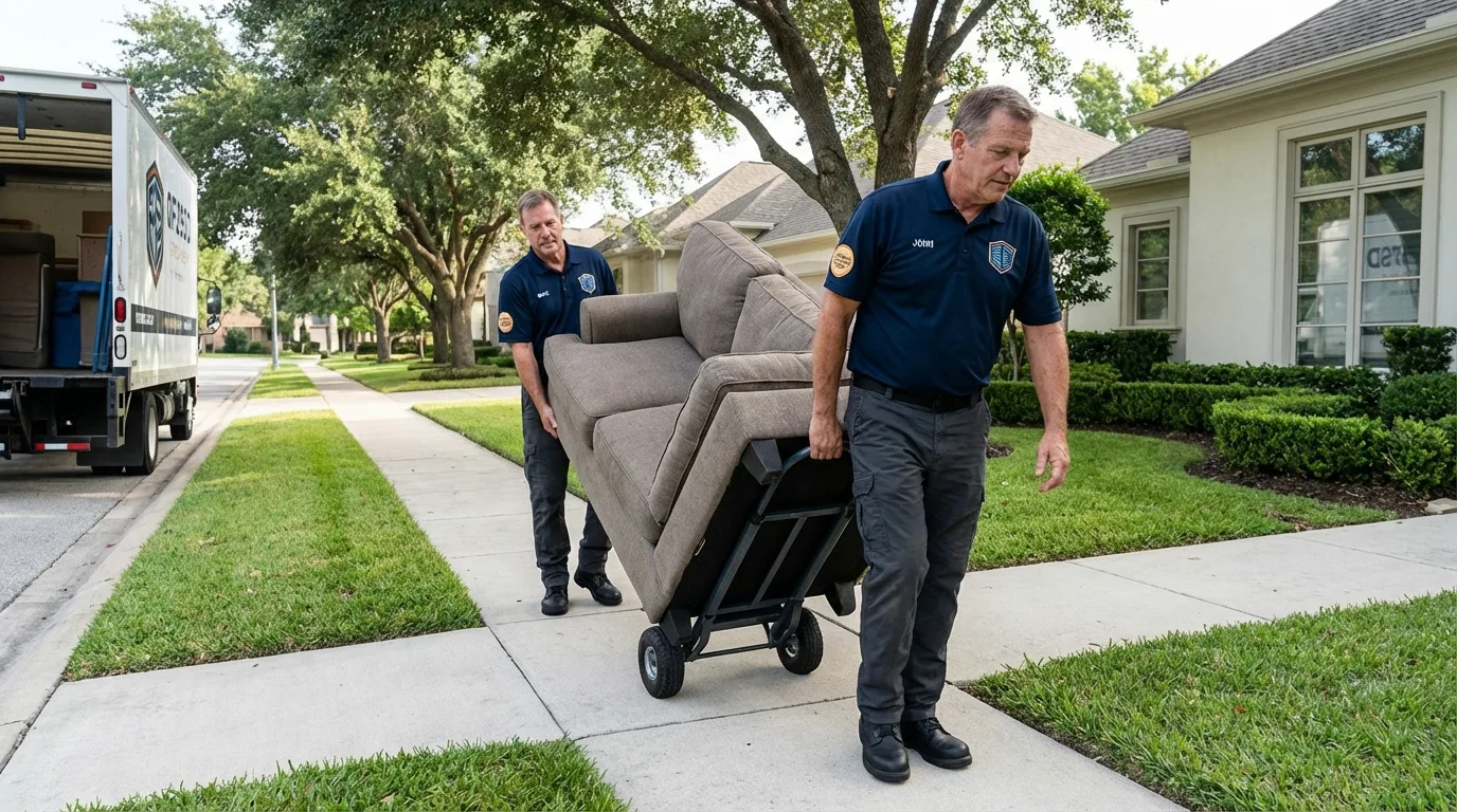 Local residential moving crew loading furniture in Bosque Farms, NM