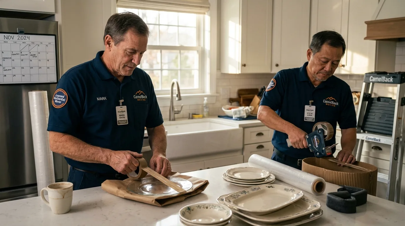 Professional crew packing kitchen dishware in Bosque Farms, NM