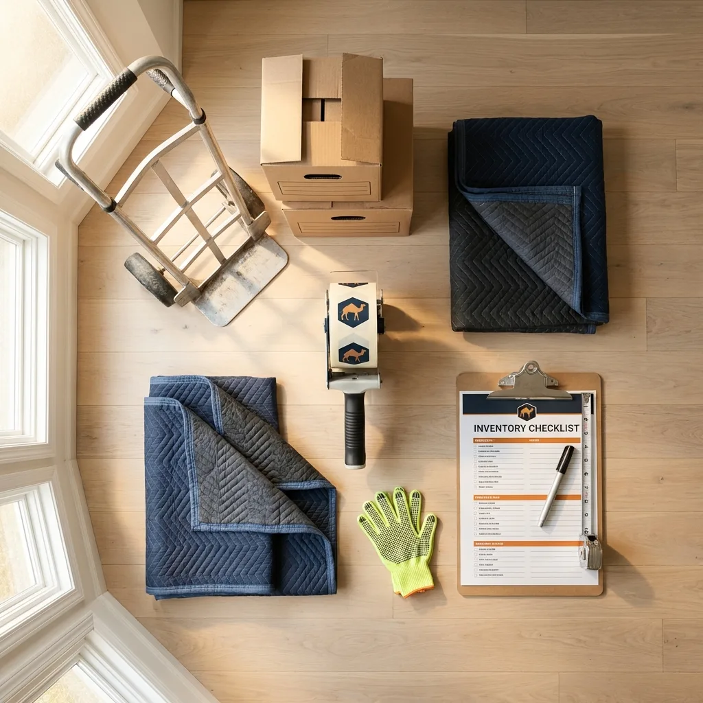 Professional moving supplies and packing materials layout for Bosque Farms residential relocations
